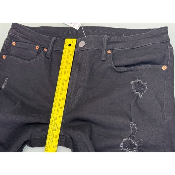 American Eagle Jeans Mens 34X34 Airflex Black Distressed Slim Straight New NWT - Picture 11 of 13